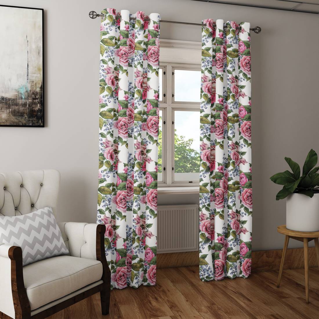 Zasłona gotowa w kwiaty, róże na wymiar Sklep RADIMAR